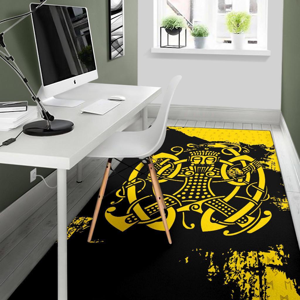 Viking Area Rug, Loki Bound Triskele Rune Gold RLT12 - Wonder Print Shop