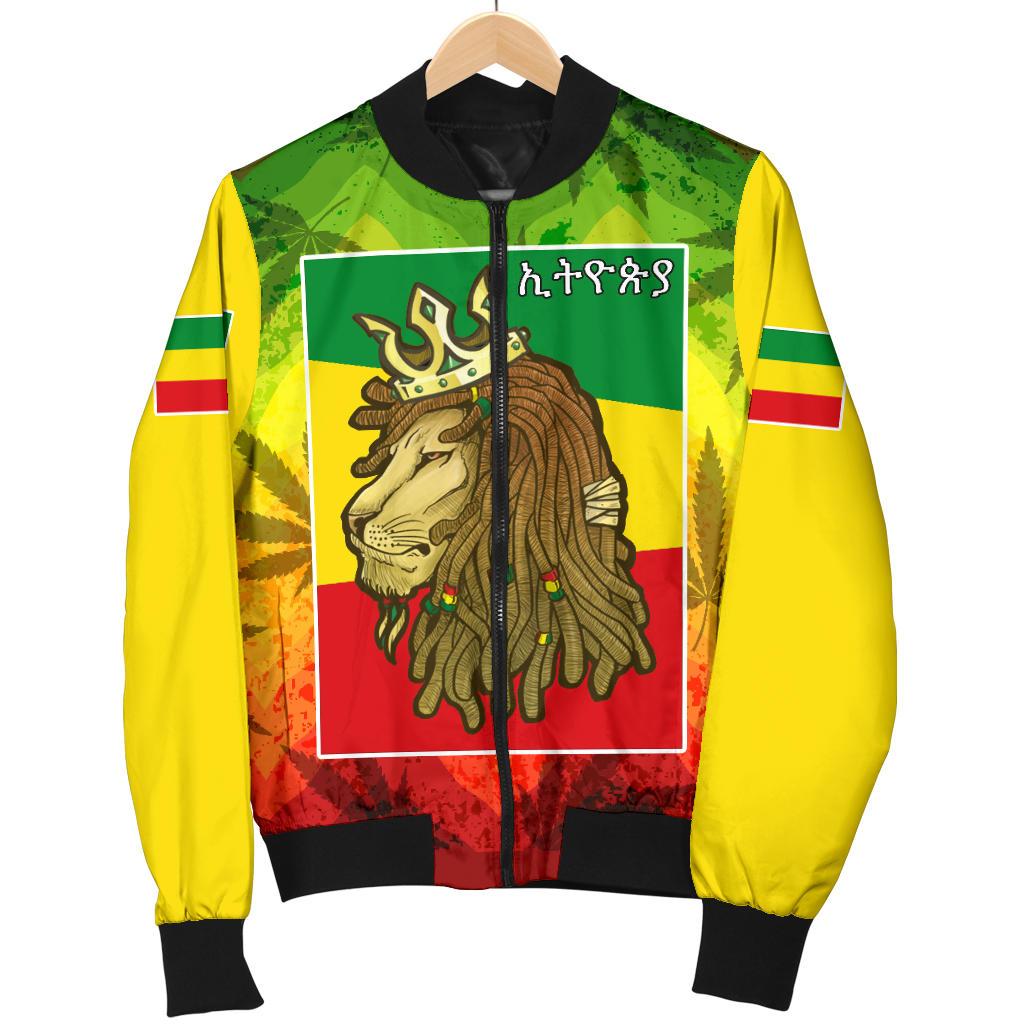 Ethiopia Bomber Jacket Rasta Lion King Flag Men - Wonder Print Shop
