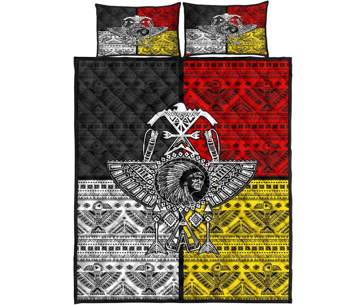 Tribe Chief Thunderbird Pattern Native American Quilt Bed Set LT10 - Wonder Print Shop