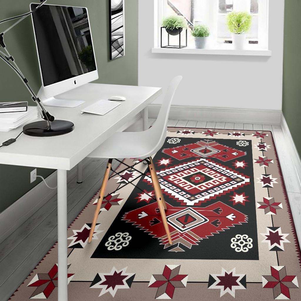 Ethnic Tribal Red Brown Pattern Native American Area Rug LT10 - Wonder Print Shop