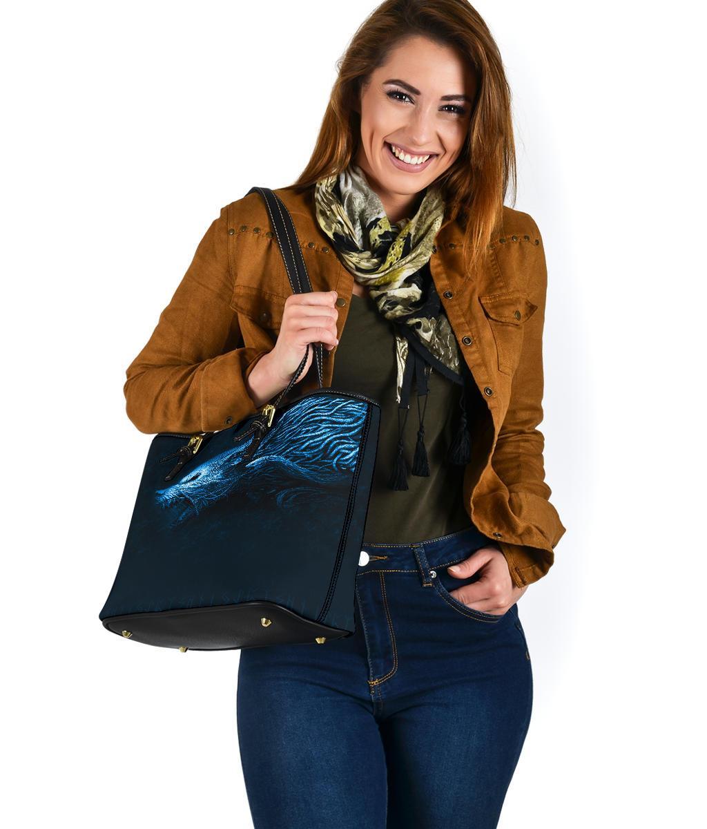 Viking Small Leather Tote, Fenrir Wolf RLT12 - Wonder Print Shop