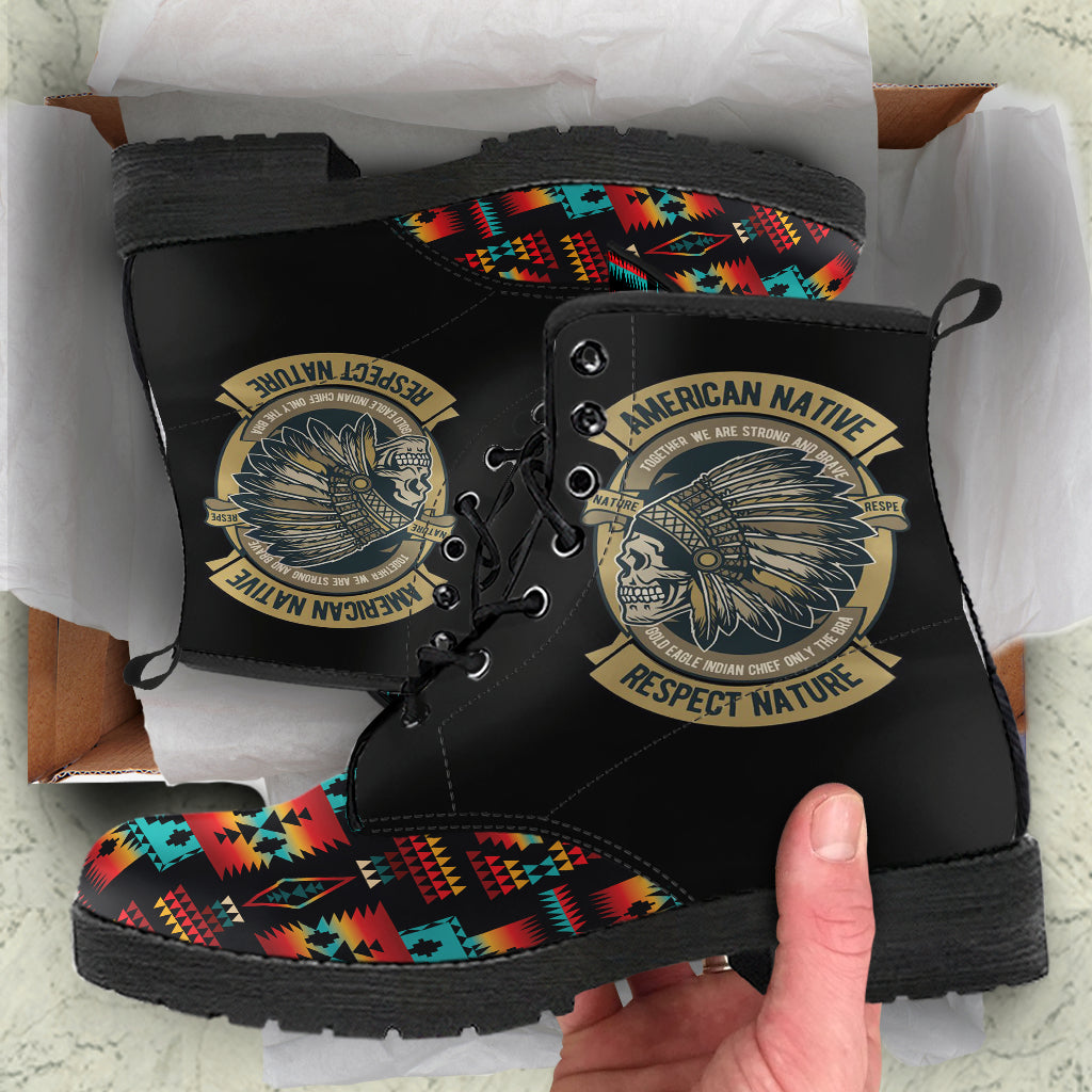skull-black-native-american-tribes-pattern-leather-boots