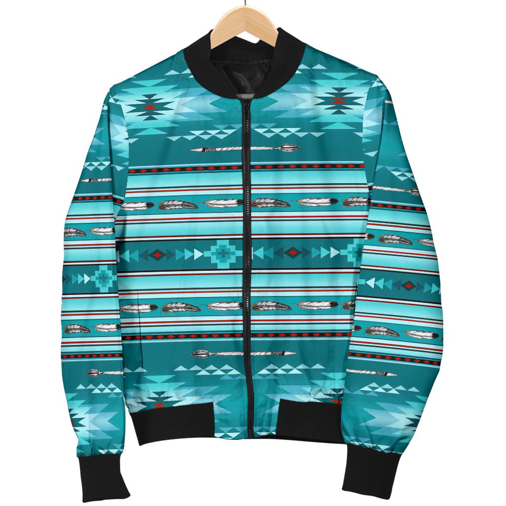 Blue Light Pattern Women's Bomber Jacket LT10 - Wonder Print Shop