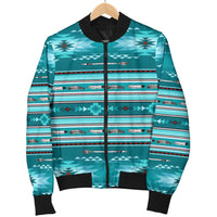Blue Light Pattern Women's Bomber Jacket LT10 - Wonder Print Shop