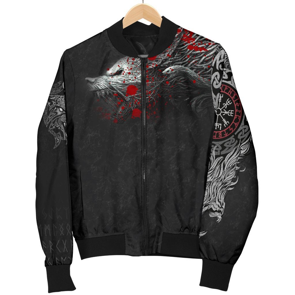 Viking Women's Bomber Jacket, Fenrir Blood RLT12 - Wonder Print Shop