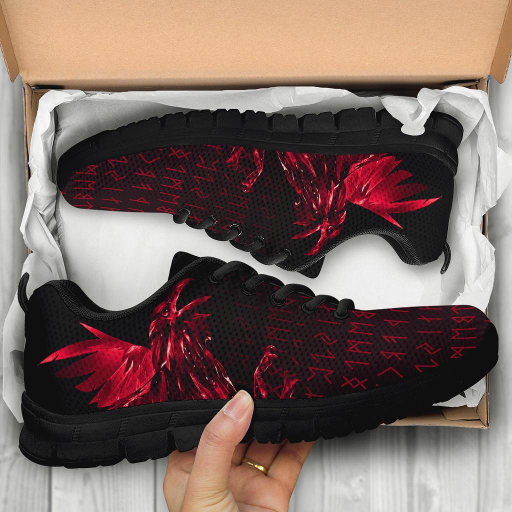 Viking Sneakers - The Raven Of Odin Rune, Red RLT12 - Wonder Print Shop