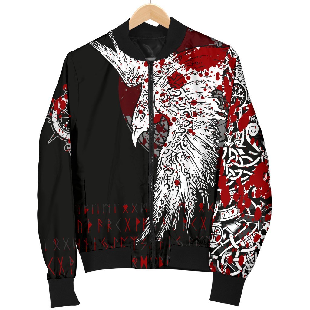 Viking Women's Bomber Jacket - Mystical Raven Tattoo Blood RLT12 - Wonder Print Shop