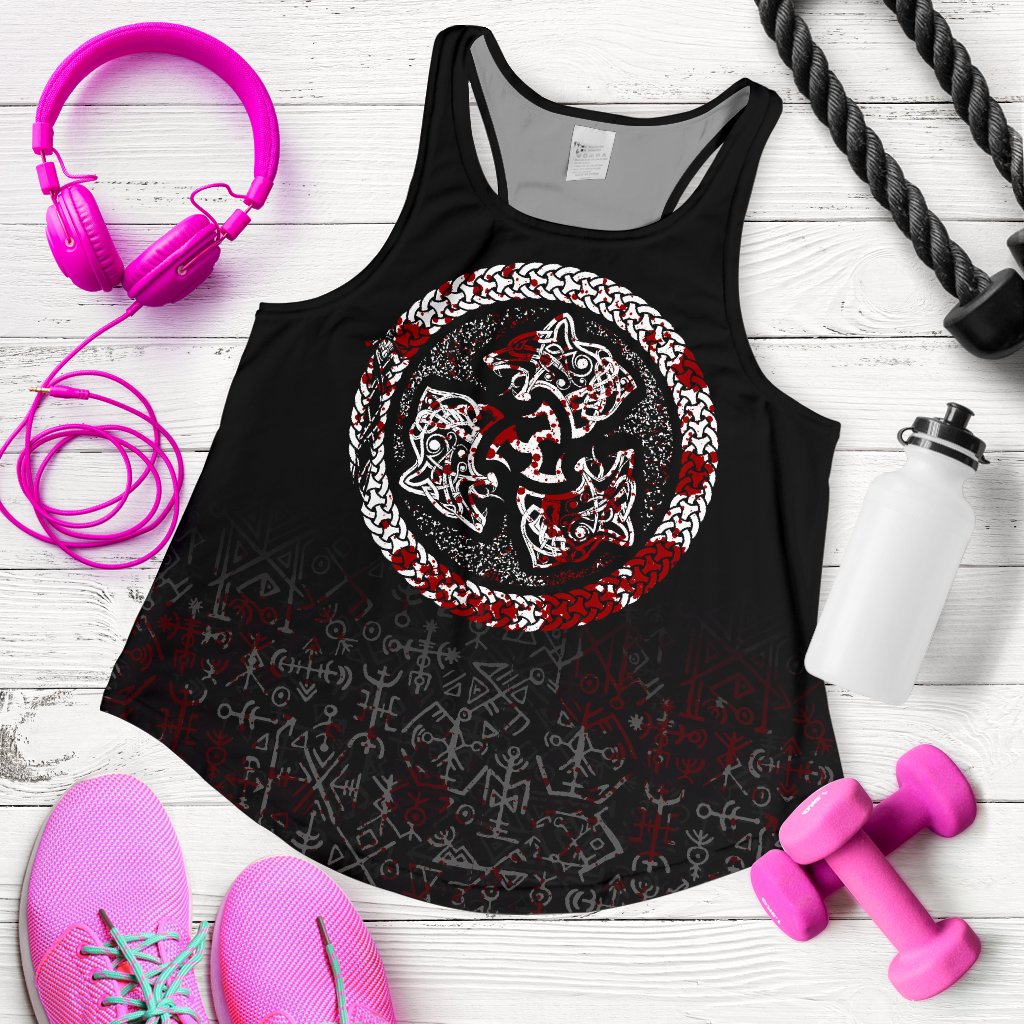Viking Women's Racerback Tank - Fierce Blood Wolf Symbol Of A Viking Nordic RLT12 - Wonder Print Shop