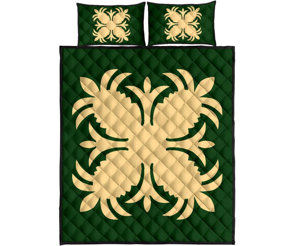 Hawaiian Quilt Bed Set Royal Pattern - Green - A2 Style - Wonder Print Shop