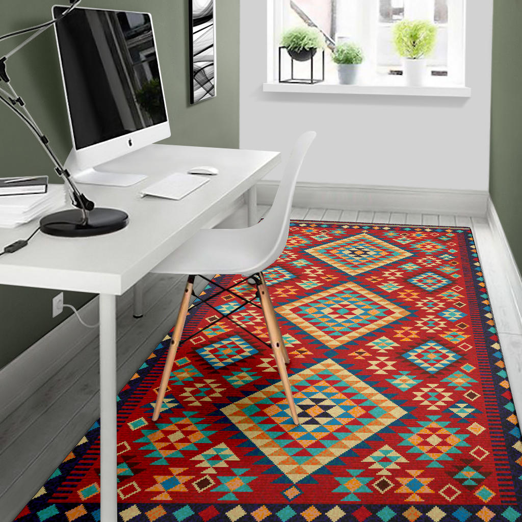 Geometric Red and Green Pattern Area Rug LT10 - Wonder Print Shop
