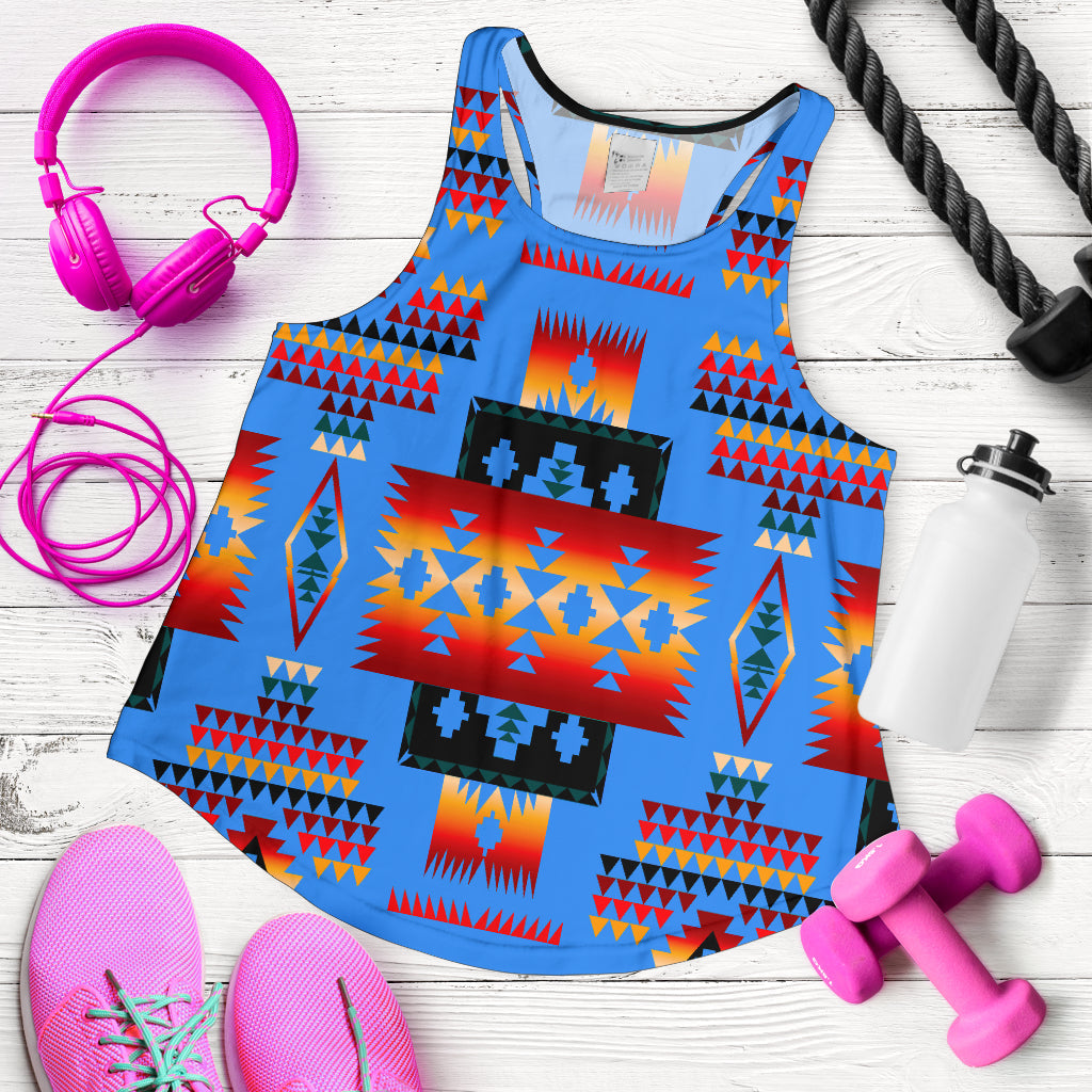 Navy Tribes Pattern Native American Women Racerback Tank LT10 - Wonder Print Shop