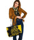 Viking Large Leather Tote Bag, Loki Bound Triskele Rune Gold RLT12 - Wonder Print Shop