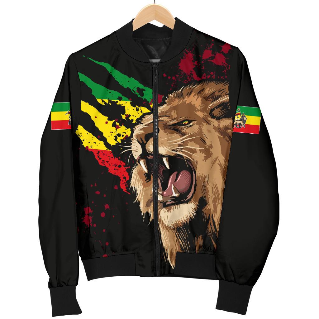 Ethiopia Bomber Jacket, Ethiopia Rasta Lion Judah Flag - Wonder Print Shop