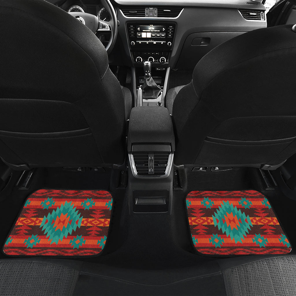 Native American Red Geometric Pattern Front and Back Car Mats Set Of 4 LT10 - Wonder Print Shop