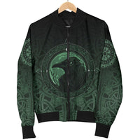 Viking Women's Bomber Jacket, Ethnic Odin Raven Green RLT12 - Wonder Print Shop