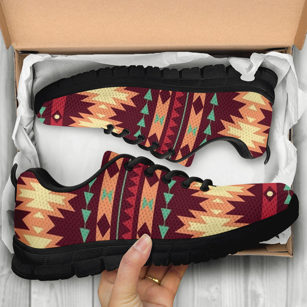 Native American Red Ethnic Pattern Sneakers LT10 - Wonder Print Shop