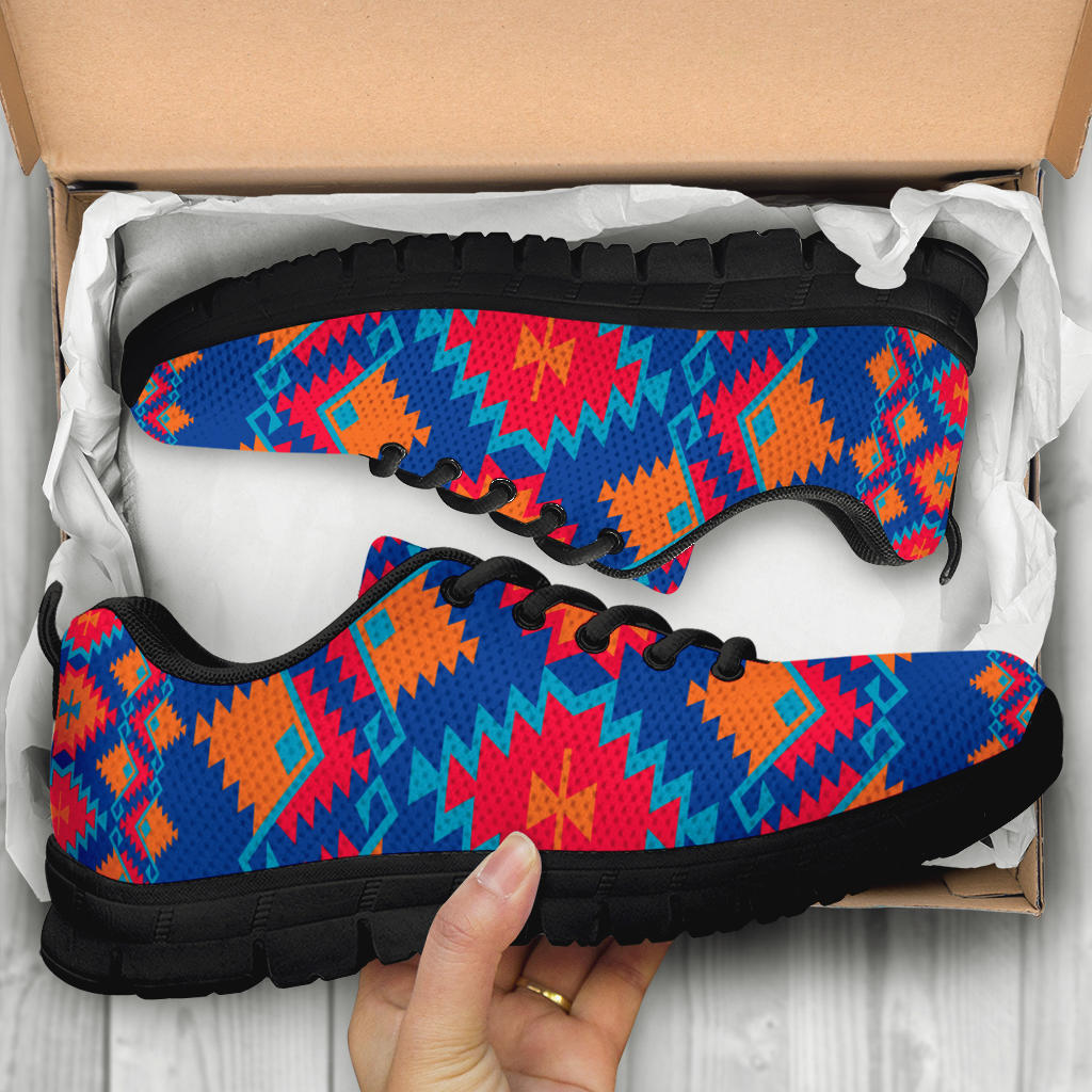 Native American Red and Yellow Geometric Sneakers LT10 - Wonder Print Shop