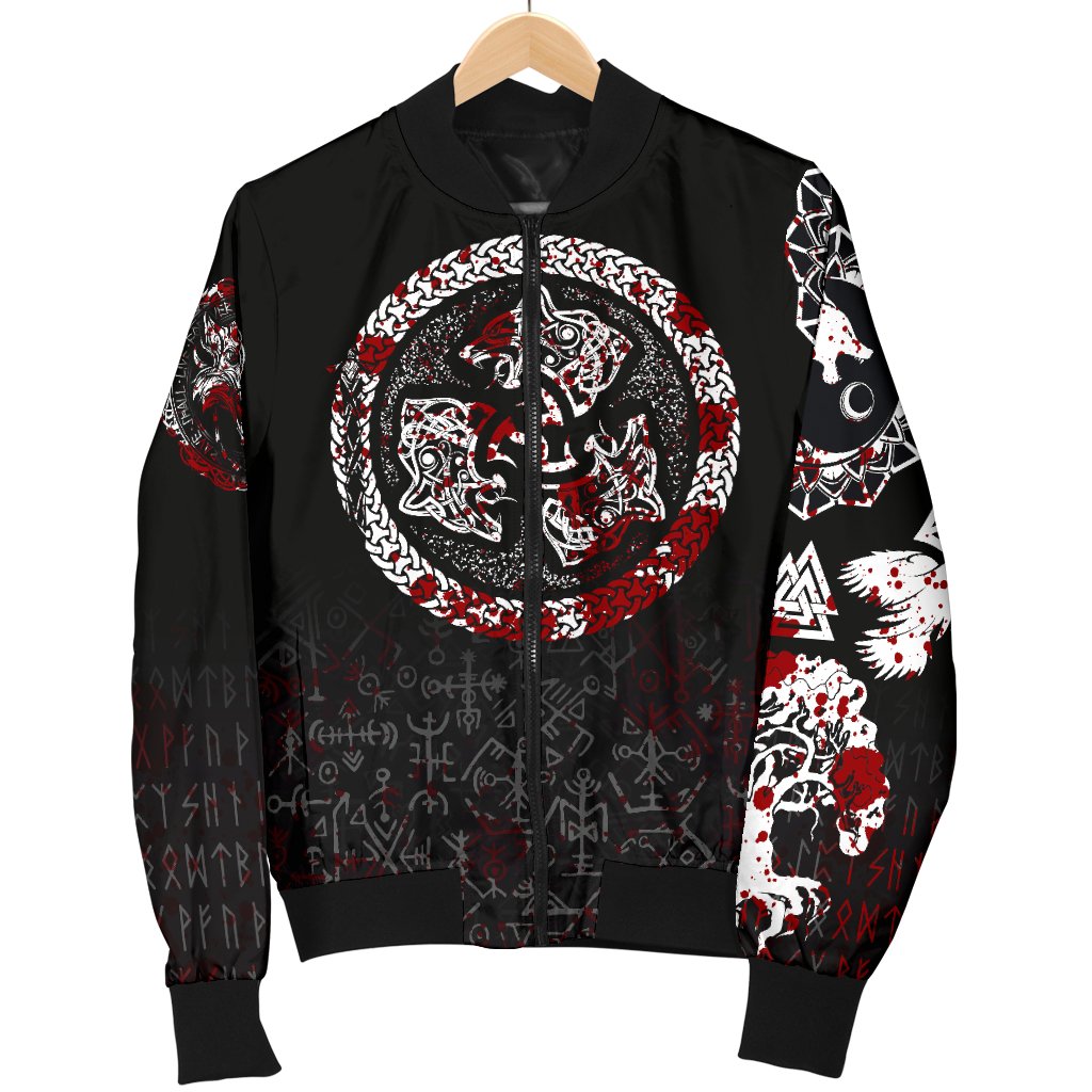 Viking Women's Bomber Jacket - Fierce Blood Wolf Symbol Of A Viking Nordic RLT12 - Wonder Print Shop
