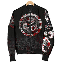 Viking Women's Bomber Jacket - Fierce Blood Wolf Symbol Of A Viking Nordic RLT12 - Wonder Print Shop