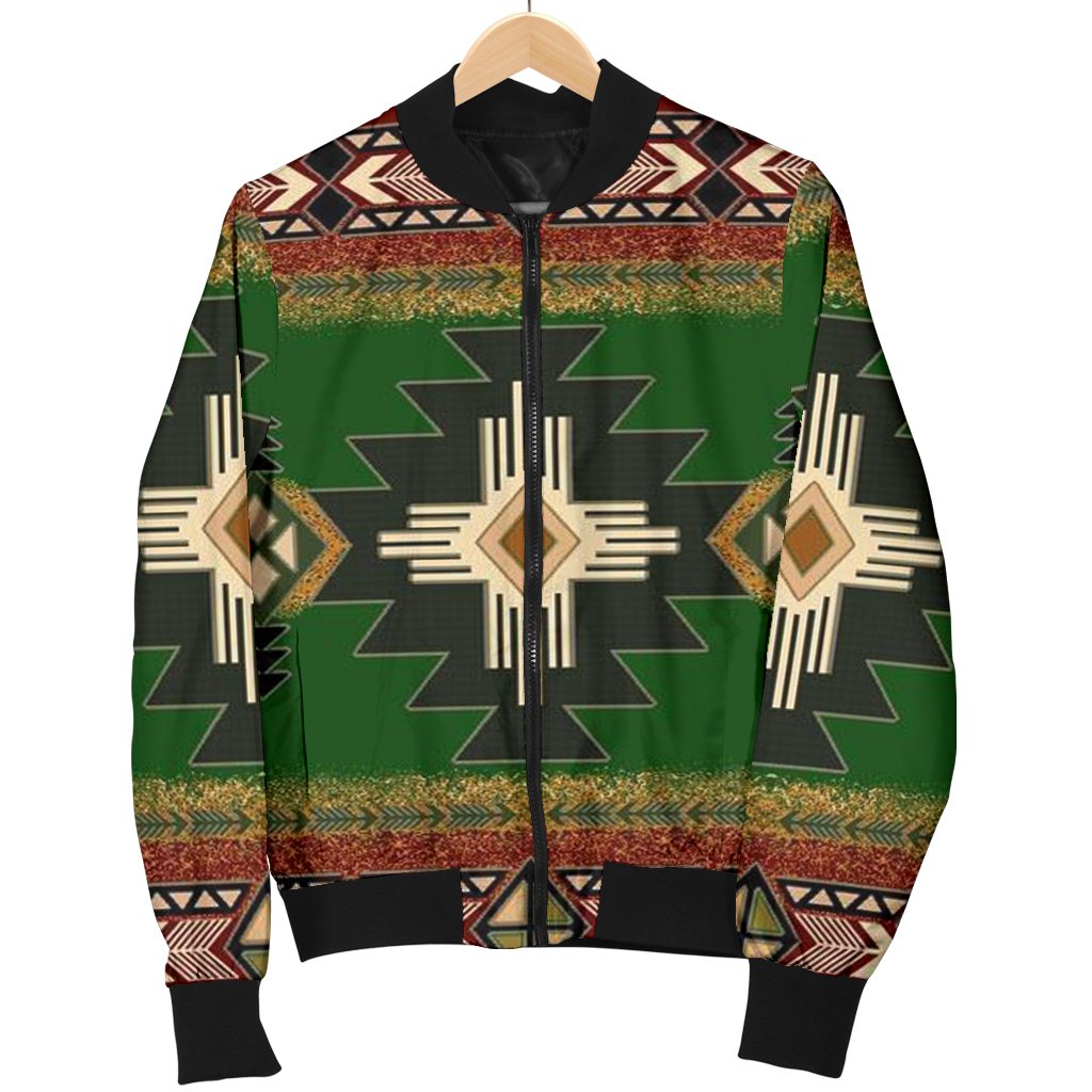 Indigenous Design Green Native American Bomber Jacket LT10 - Wonder Print Shop