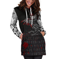 Viking Hoodie Dress The Raven Of Odin Rune Blood RLT12 - Wonder Print Shop