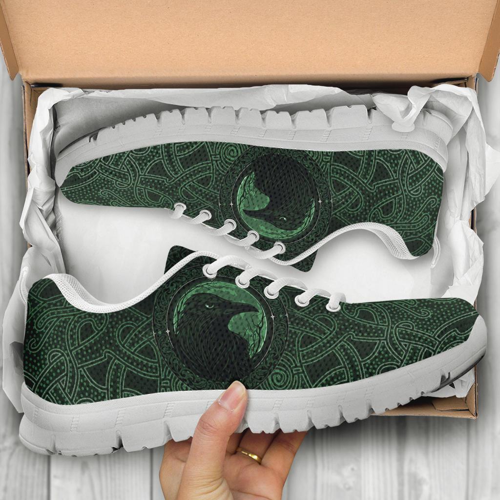 Viking Sneakers, Ethnic Odin Raven Green RLT12 - Wonder Print Shop