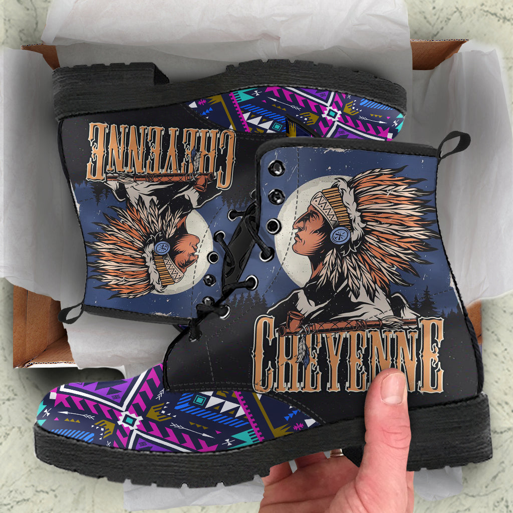 native-american-purple-tribe-pattern-leather-boots