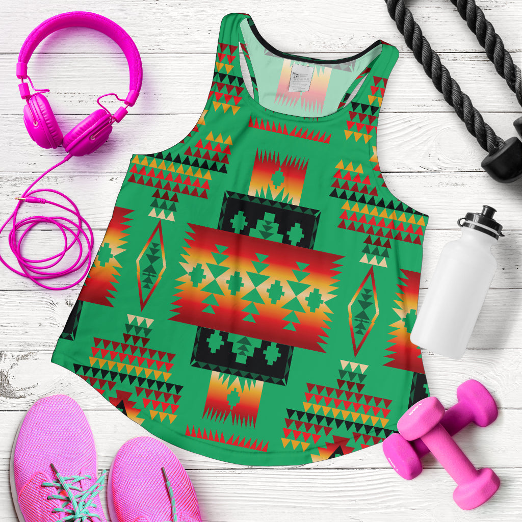 Green Tribe Pattern Native American Women Racerback Tank LT10 - Wonder Print Shop