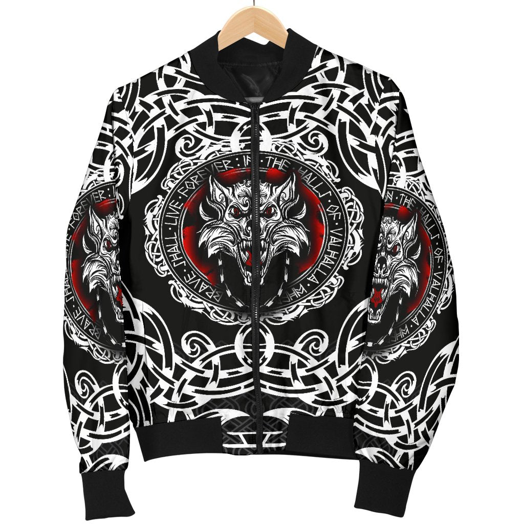 Viking Women's Bomber Jacket, Fenrir Wolf RLT12 - Wonder Print Shop