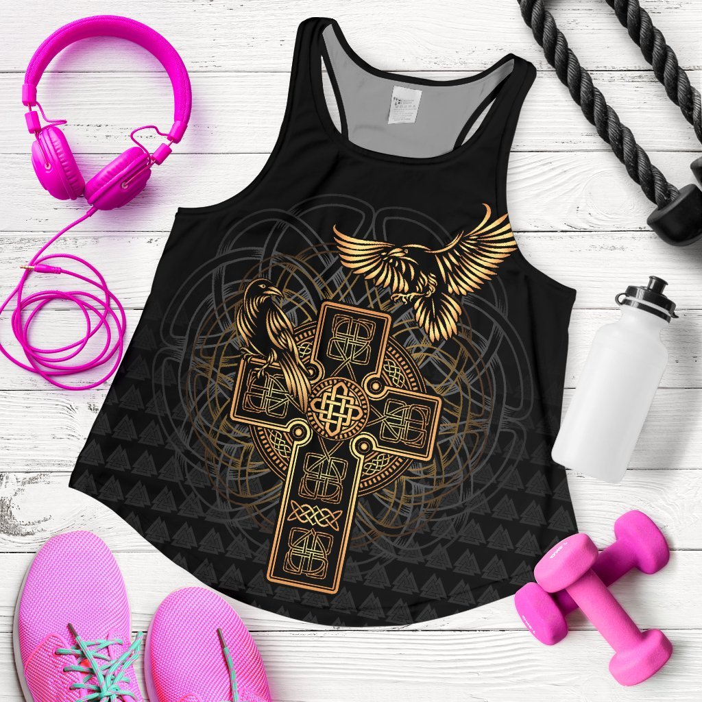 Viking Women's Racerback Tank - Odin's Celtic Raven Tattoo RLT12 - Wonder Print Shop