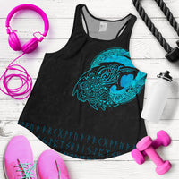 Viking Women's Racerback Tank - Fenrir Wolf Cyan RLT12 - Wonder Print Shop