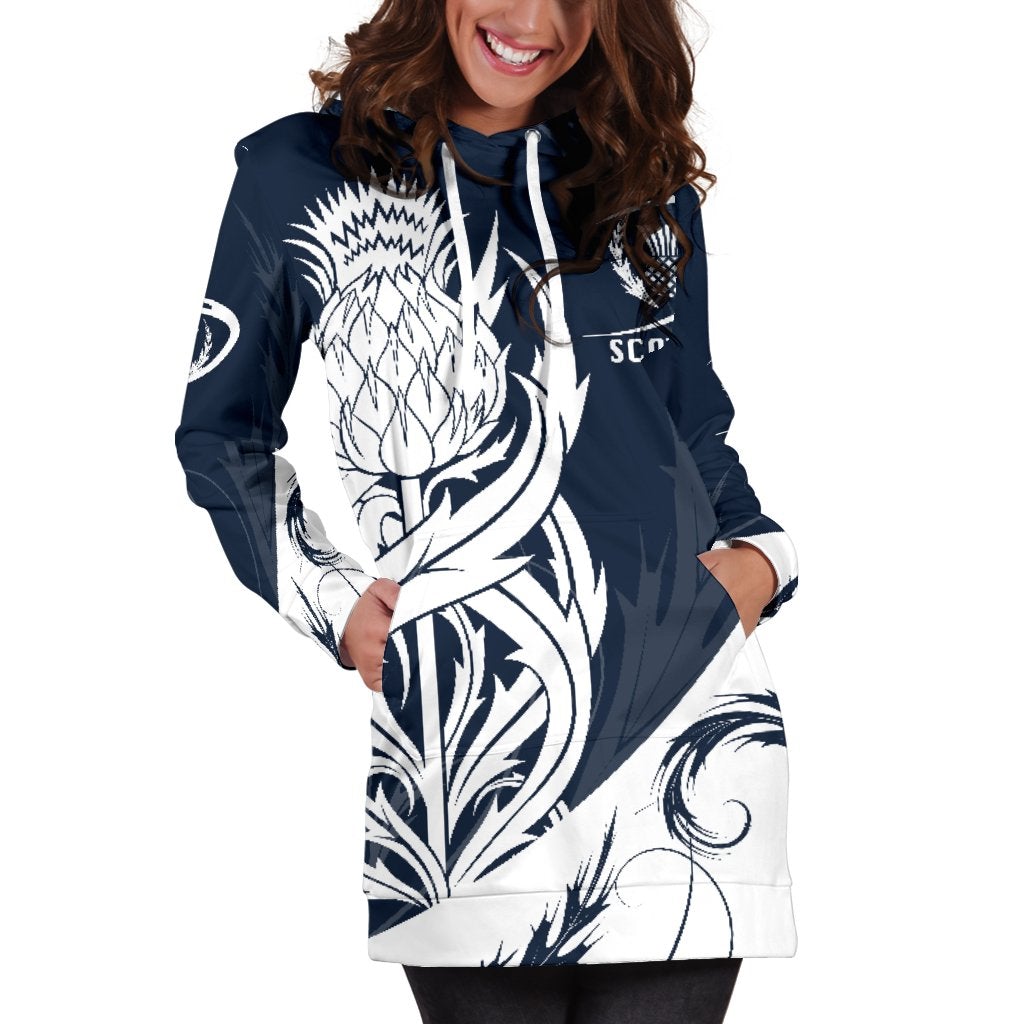Scottish Rugby Hoodie Dress Thistle Vibes Navy - Wonder Print Shop