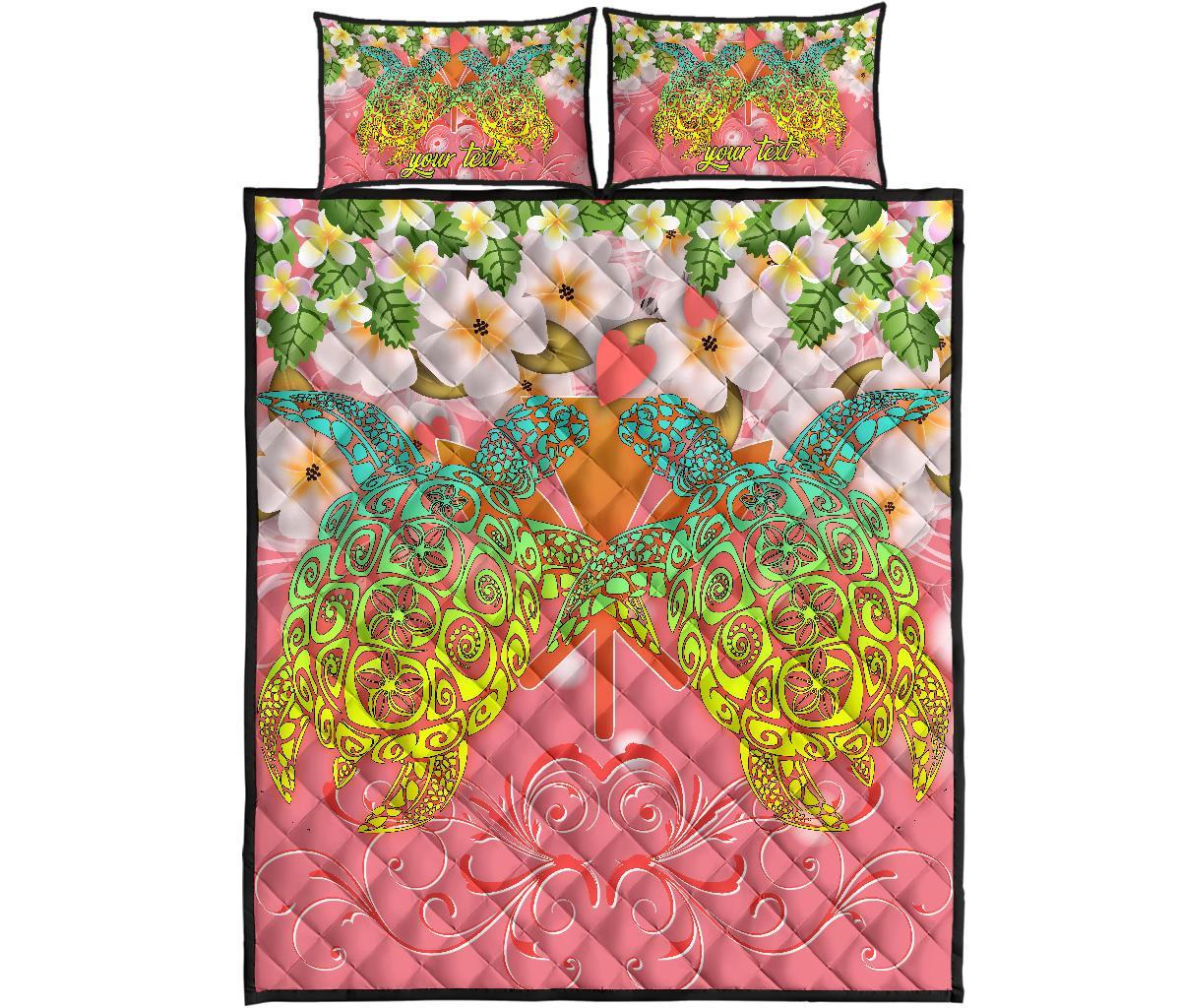 personalised-hawaii-turtle-couple-plumeria-valentine-pattern-quilt-bed-set-bond-style