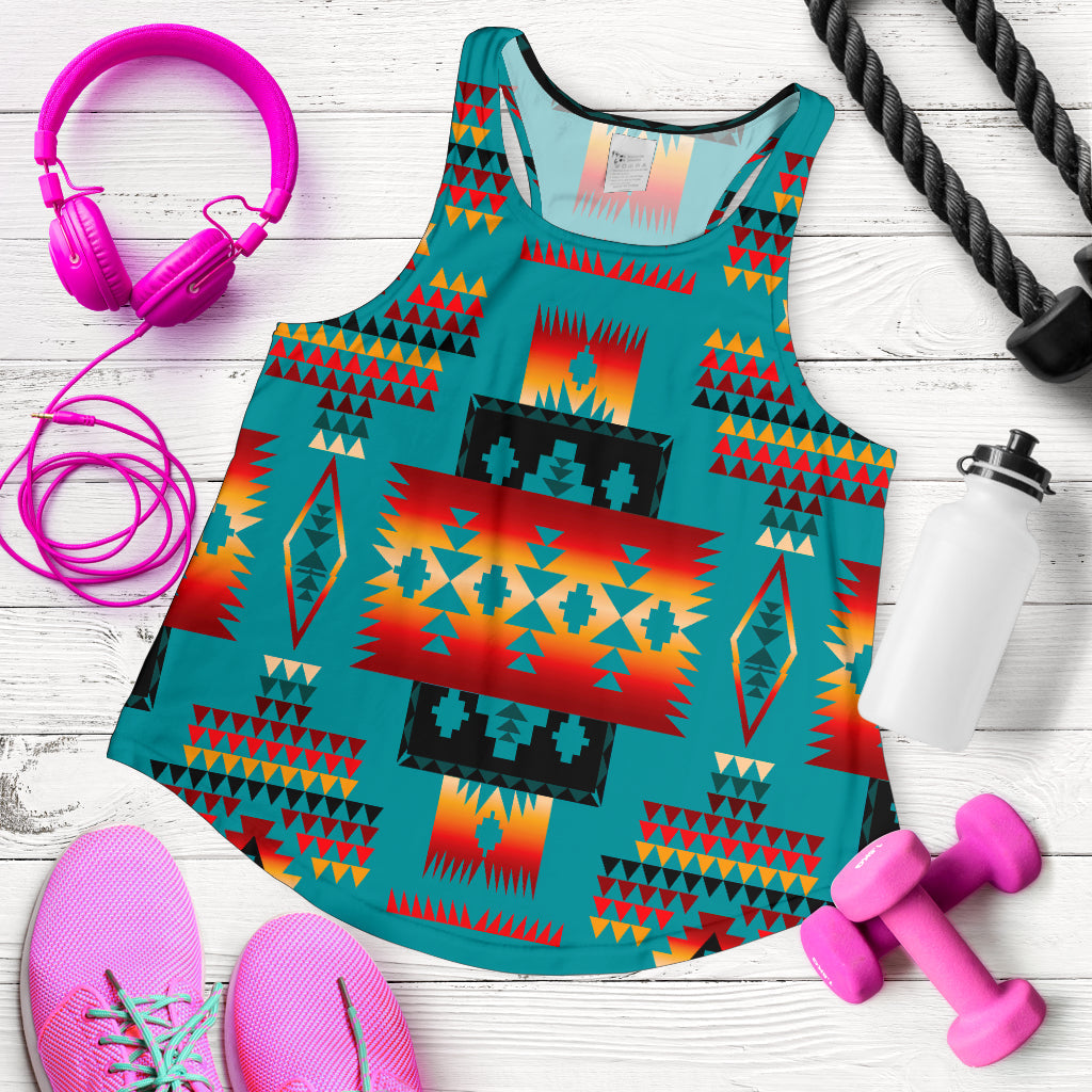 Blue Native Tribes Pattern Native American Women Racerback Tank LT10 - Wonder Print Shop