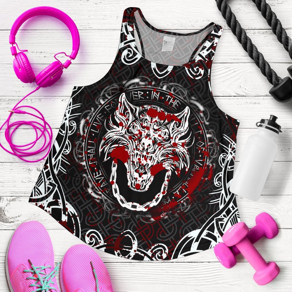 Viking Women's Racerback Tank - Fenrir Viking Blood 3D RLT12 - Wonder Print Shop