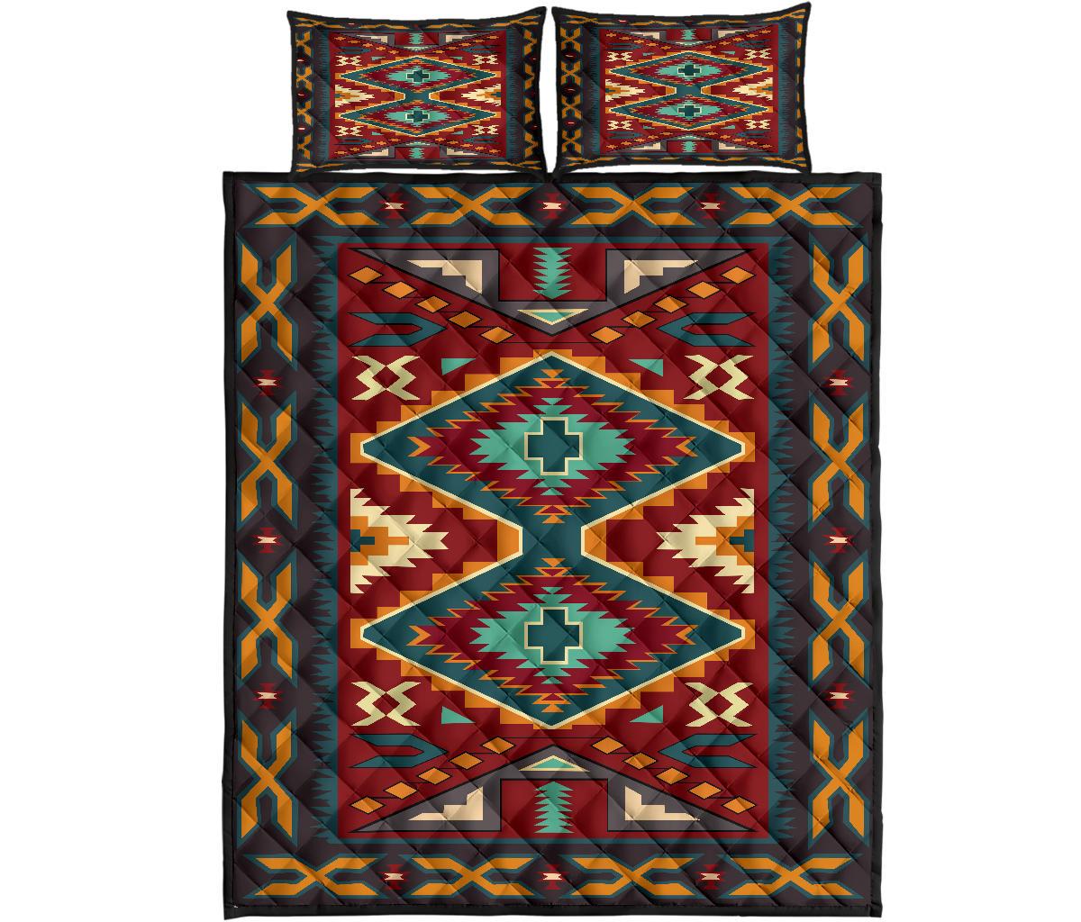 Tribe Ethnic Red Pattern Native American Quilt Bed Set LT10 - Wonder Print Shop