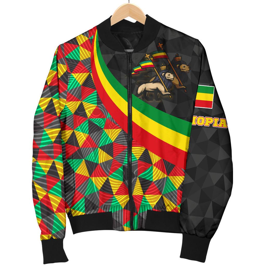 Ethiopia Men's Bomber Jacket - Ethiopia Rasta Lion - Wonder Print Shop