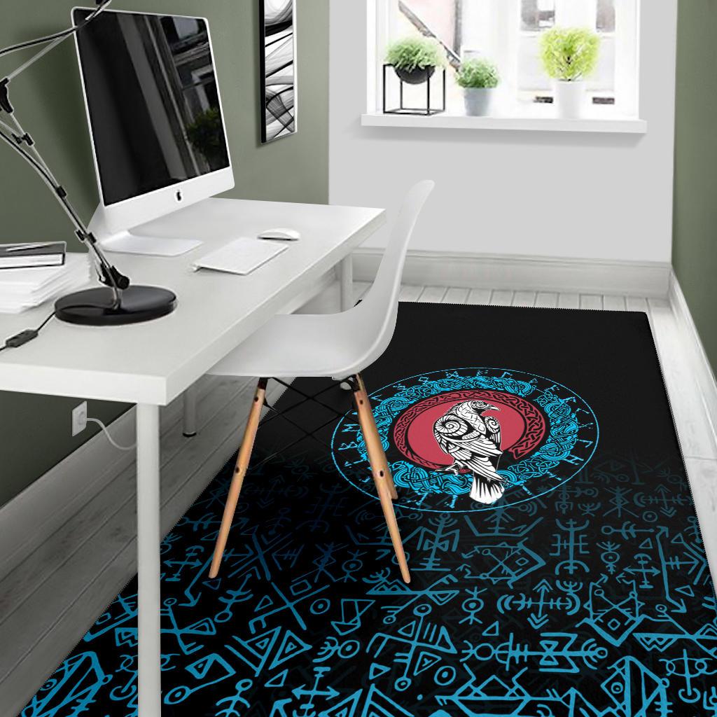 Viking Area Rug Raven Celtic Cyan RLT12 - Wonder Print Shop