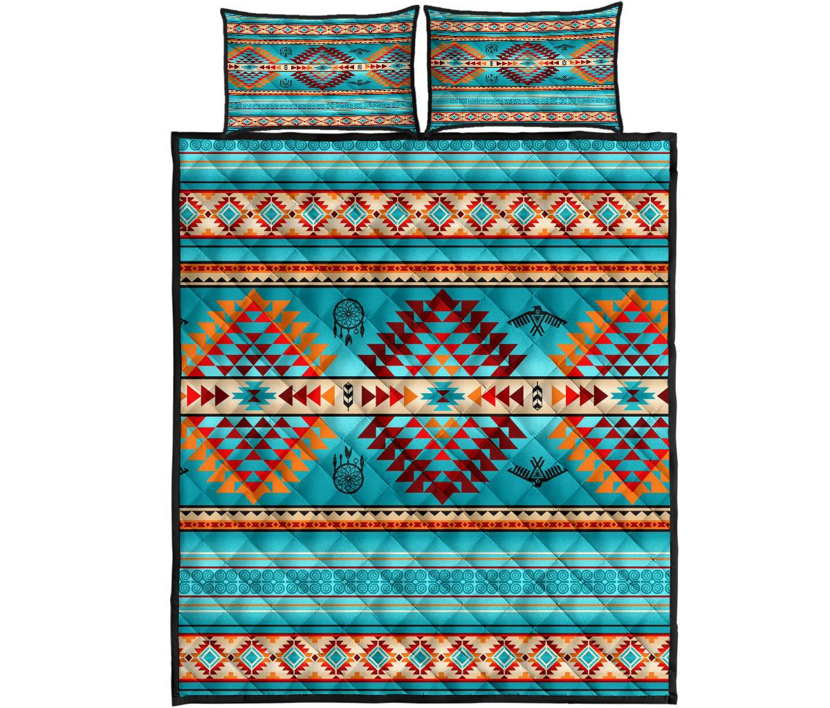 Blue Thunderbirds Dreamcatcher Native American Quilt Bed Set LT10 - Wonder Print Shop