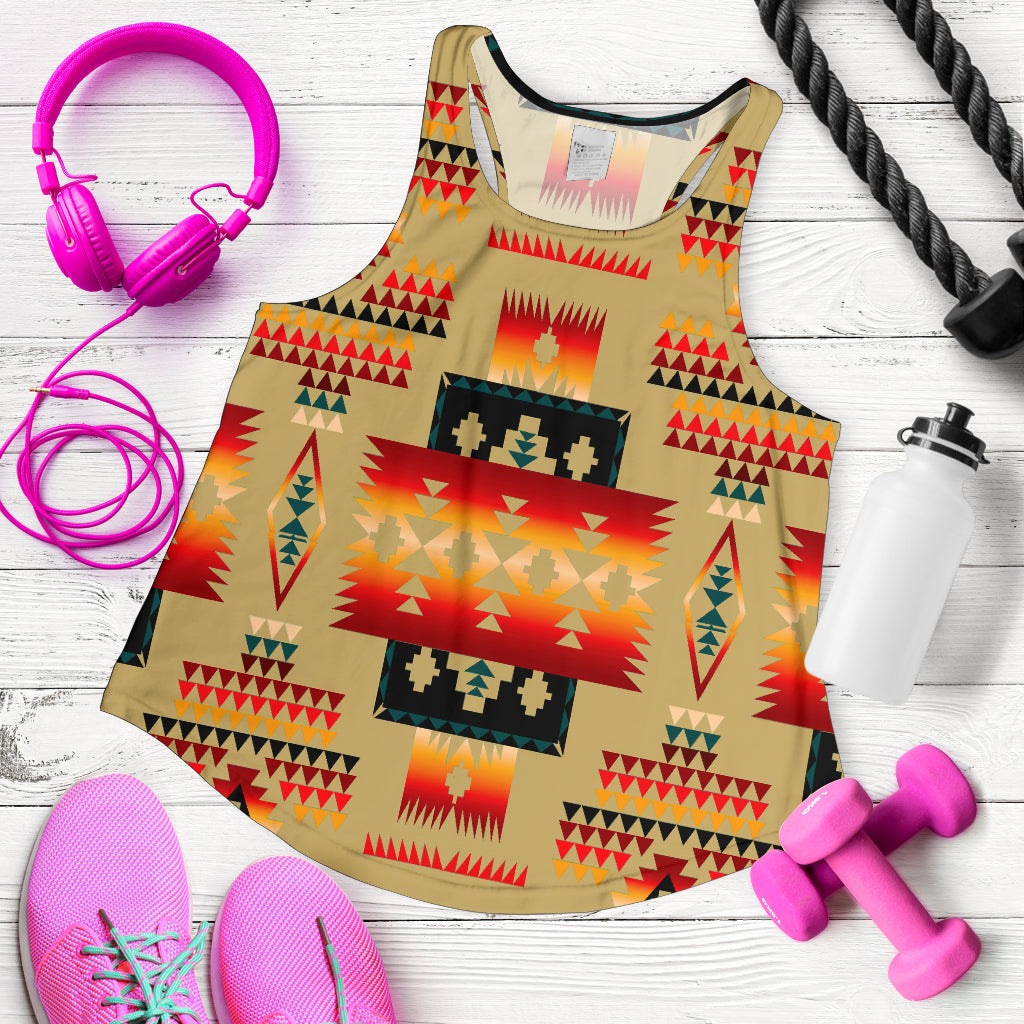 Light Brown Tribe Pattern Native American Women Racerback Tank LT10 - Wonder Print Shop