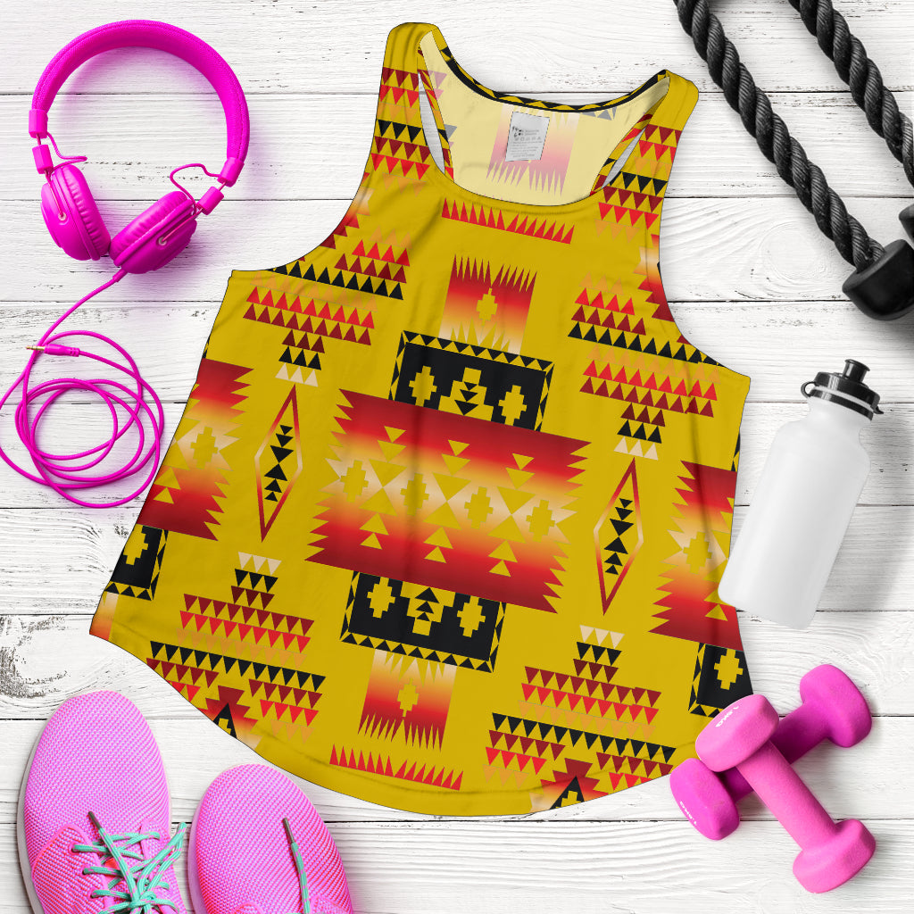 Yellow Tribes Pattern Native American Women Racerback Tank LT10 - Wonder Print Shop