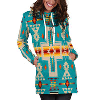 Turquoise Tribe Design Native American Hoodie Dress LT10 - Wonder Print Shop