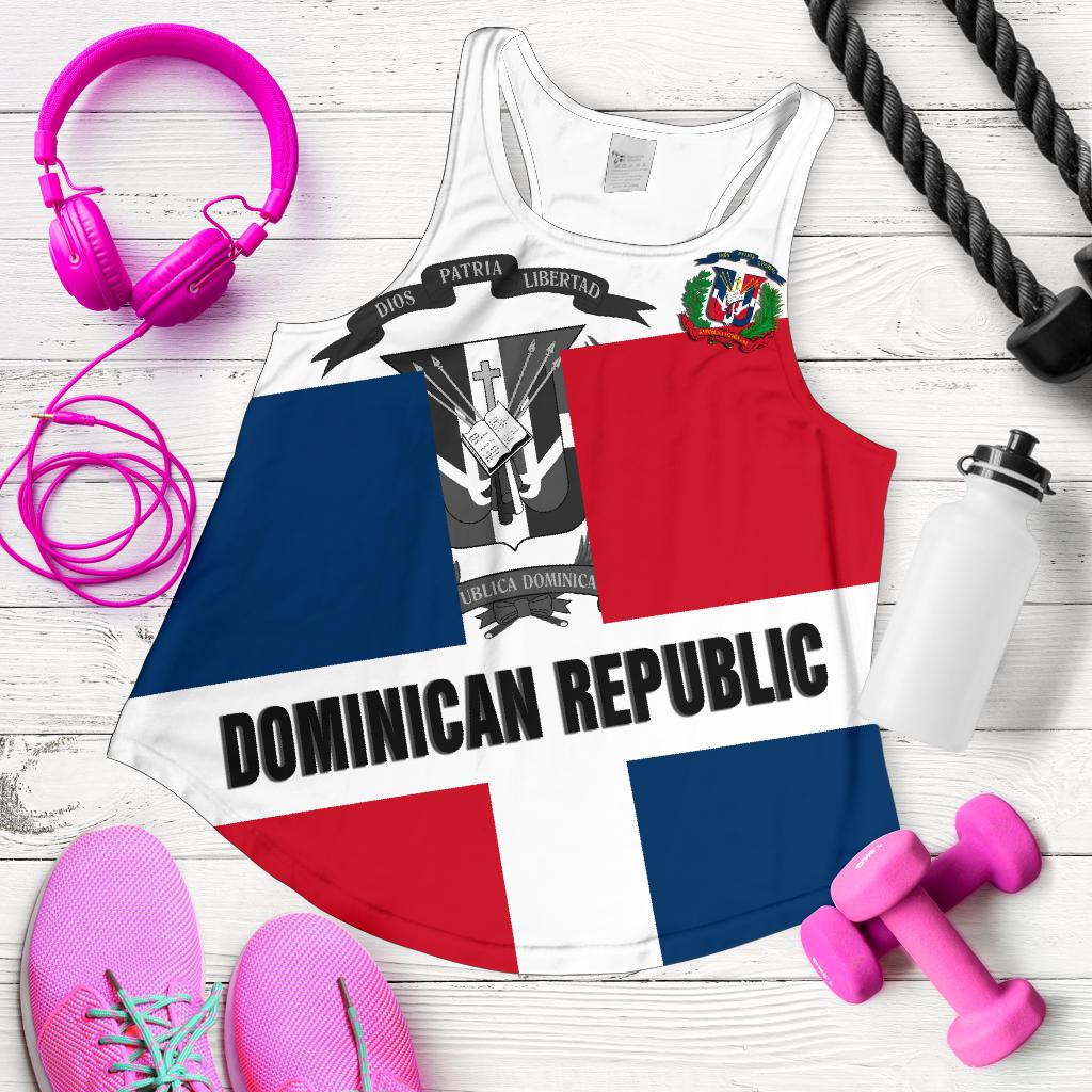 Dominican Republic Women's Racercback Tank - Flag And Coat Of Arms - Wonder Print Shop