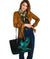 Viking Larger Leather Tote Bag The Raven Of Odin Rune Cyan RLT12 - Wonder Print Shop