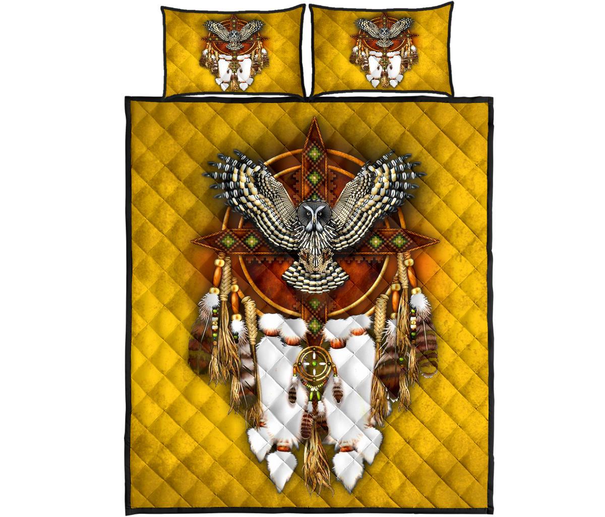 Snow Owl Dreamcatcher Pattern Native American Quilt Bed Set LT10 - Wonder Print Shop