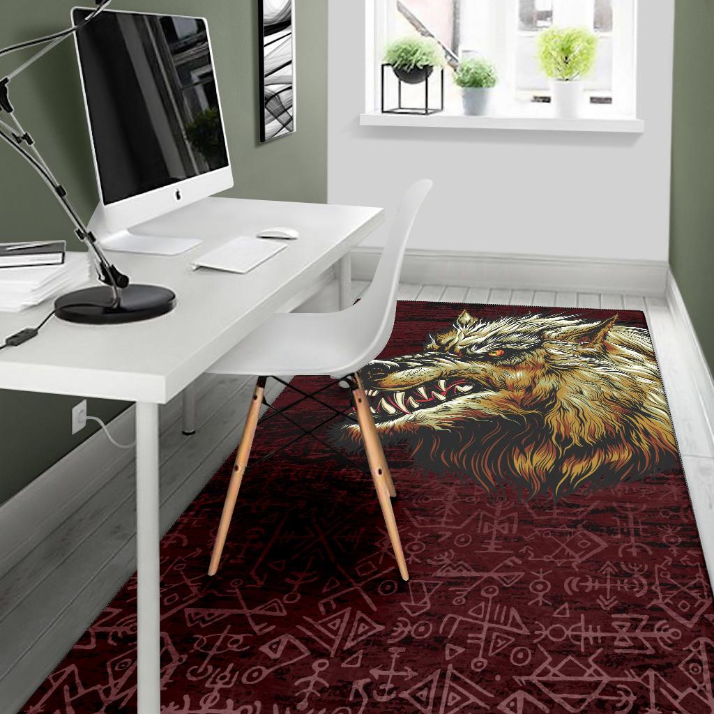 Viking Area Rug Fenrir On The Blood Moon Background RLT12 - Wonder Print Shop