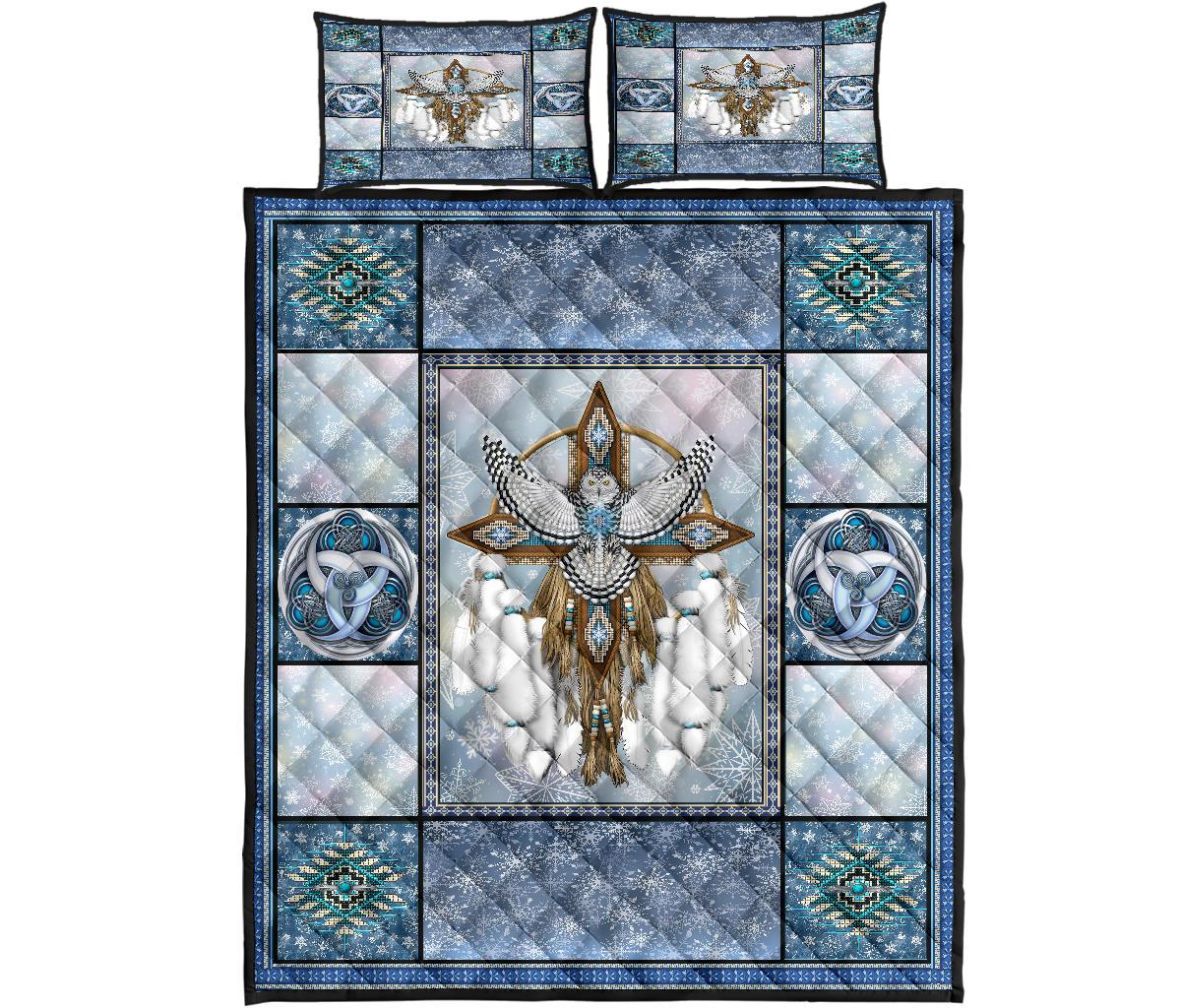 Golden Owl Dreamcatcher Native American Quilt Bed Set LT10 - Wonder Print Shop