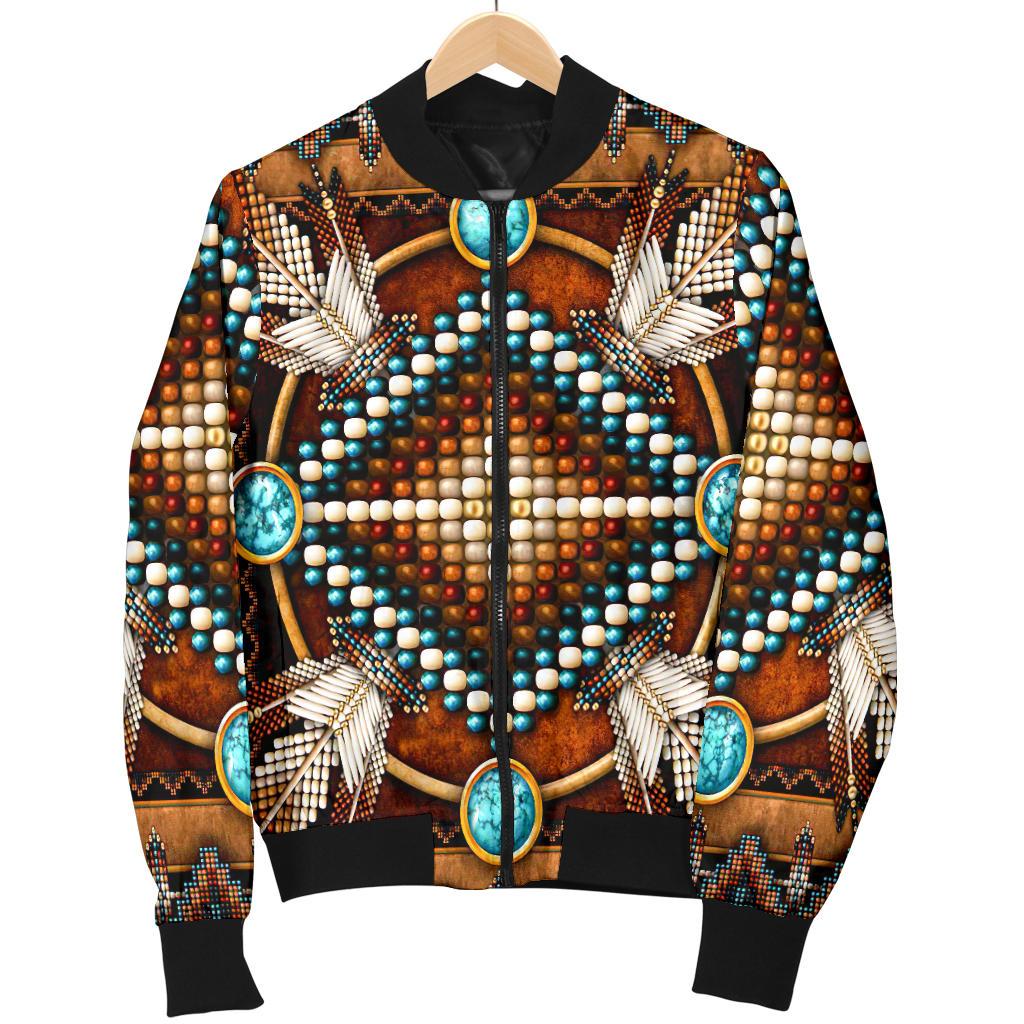 Naumaddic Arts Brown Native American Bomber Jacket LT10 - Wonder Print Shop