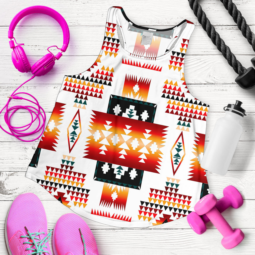 White Tribes Pattern Native American Women Racerback Tank LT10 - Wonder Print Shop