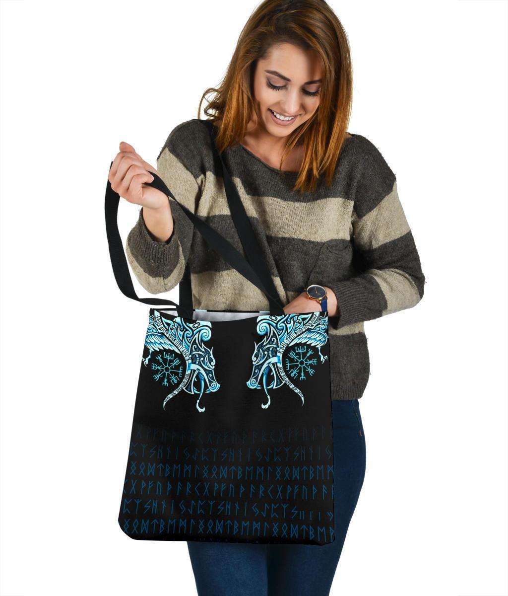viking-tote-bag-fenrir-raven-and-vegvisir-tattoo-cyan